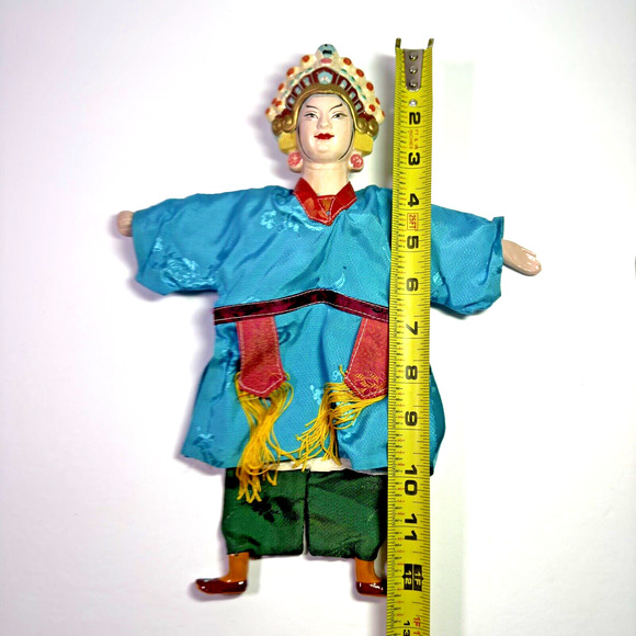 Vintage Chinese Opera Hand Puppet Porcelain Paper Mache Painted Thai Bali 12.5" - Picture 10 of 13